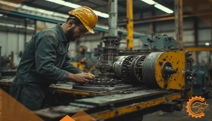 نمایی از دستگاه خمکاری NC که به دلیل محدودیت‌ها و خطای نوار پانچ نیاز به تنظیم دستی اپراتور دارد.